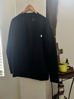 Apple Men’s Black Zip-Up Sweater Jacket with Logo